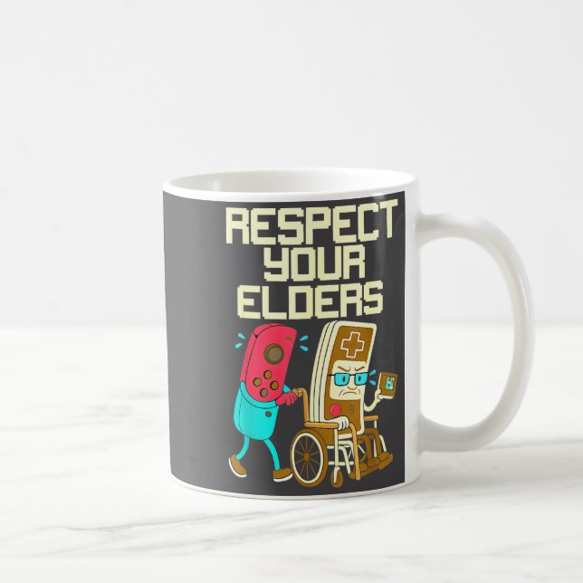Respect Your Elders Retro Gaming Funny Gamer Contr Coffee Mug (Right)