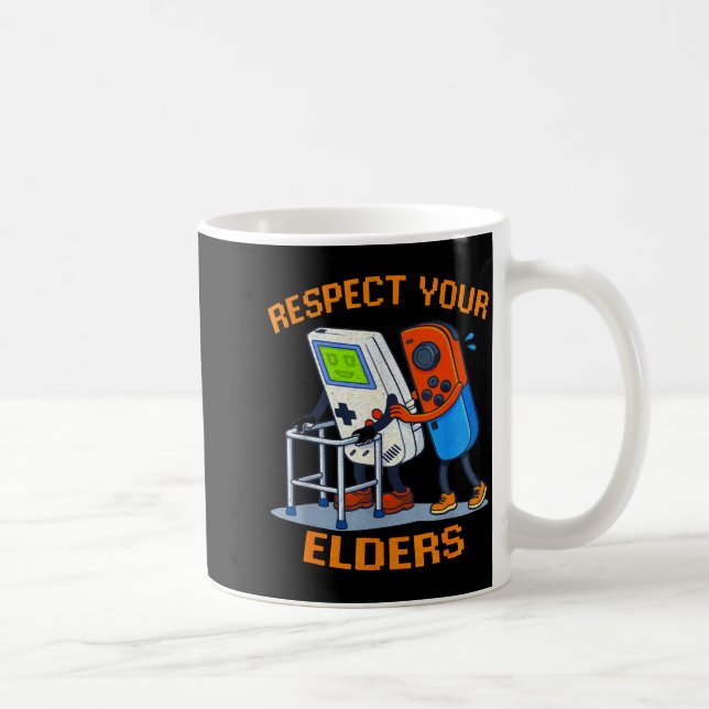 Respect Your Elders Retro Gaming Funny Gamer Contr Coffee Mug (Right)