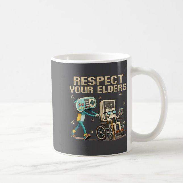 Respect Your Elders Retro Gaming Funny Gamer Contr Coffee Mug (Right)
