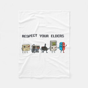 Respect Your Elders Retro Gaming Funny Gamer Contr Fleece Blanket