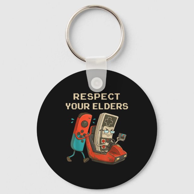 Respect Your Elders Retro Gaming Funny Gamer Contr Key Ring (Front)