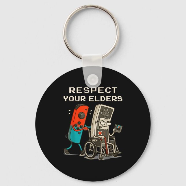Respect Your Elders Retro Gaming Funny Gamer Contr Key Ring (Front)