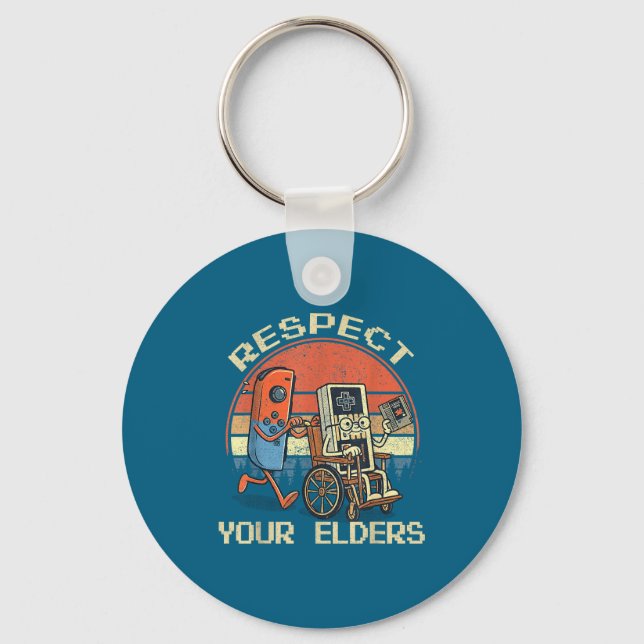 Respect Your Elders Retro Gaming Funny Gamer Contr Key Ring (Front)