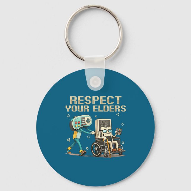 Respect Your Elders Retro Gaming Funny Gamer Contr Key Ring (Front)