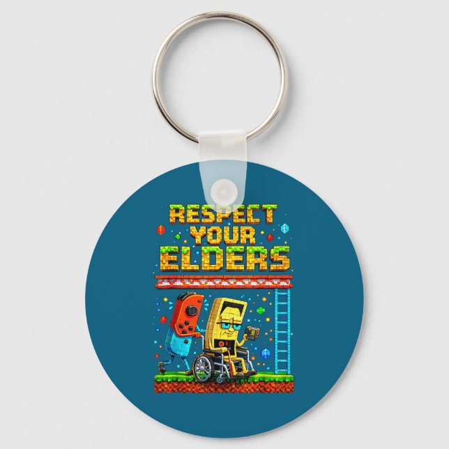 Respect Your Elders Retro Gaming Funny Gamer Contr Key Ring (Front)