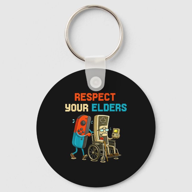 Respect Your Elders Retro Gaming Funny Gamer Contr Key Ring (Front)