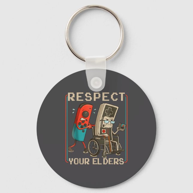 Respect Your Elders Retro Gaming Funny Gamer Contr Key Ring (Front)