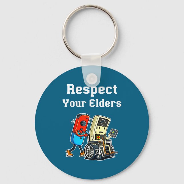 Respect Your Elders Retro Gaming Funny Gamer Contr Key Ring (Front)