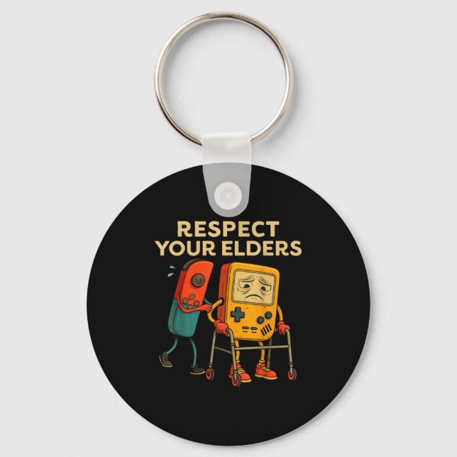 Respect Your Elders Retro Gaming Funny Gamer Contr Key Ring (Front)