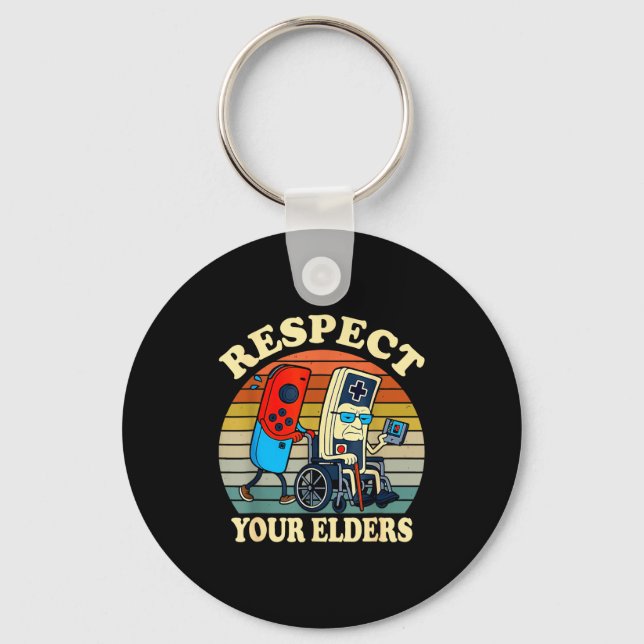 Respect Your Elders Retro Gaming Funny Gamer Contr Key Ring (Front)
