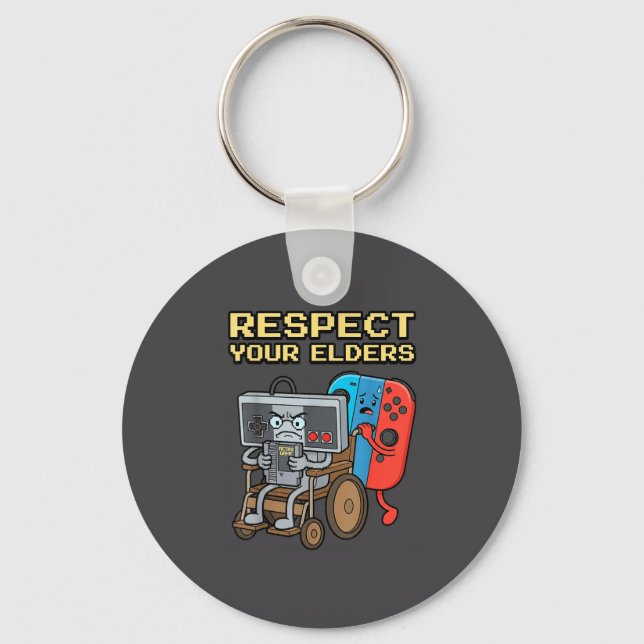 Respect Your Elders Retro Gaming Funny Gamer Contr Key Ring (Front)
