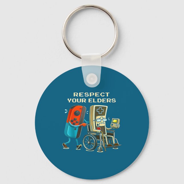 Respect Your Elders Retro Gaming Funny Gamer Contr Key Ring (Front)