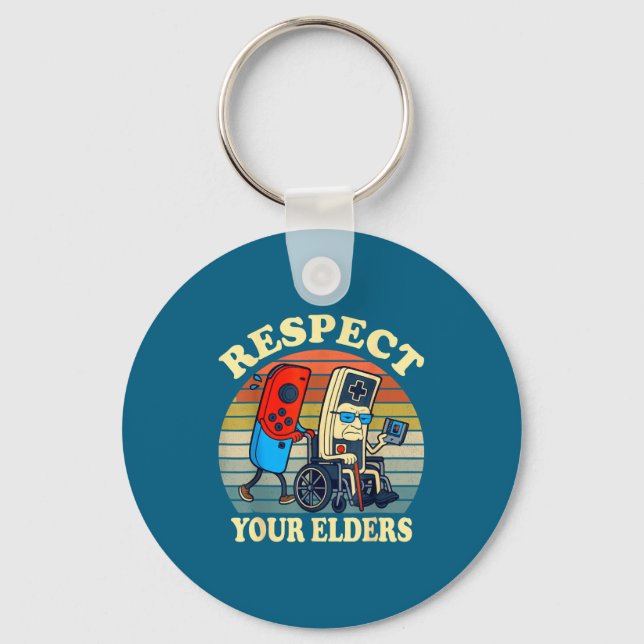 Respect Your Elders Retro Gaming Funny Gamer Contr Key Ring (Front)