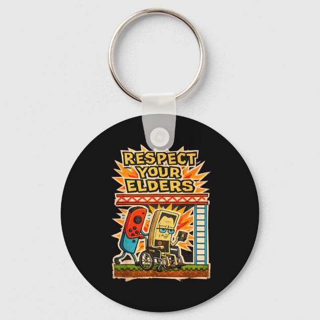 Respect Your Elders Retro Gaming Funny Gamer Contr Key Ring (Front)