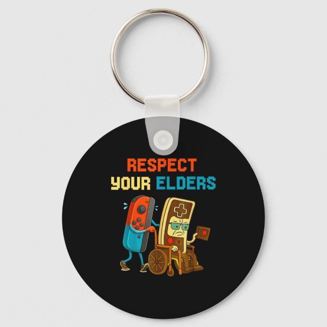 Respect Your Elders Retro Gaming Funny Gamer Contr Key Ring (Front)
