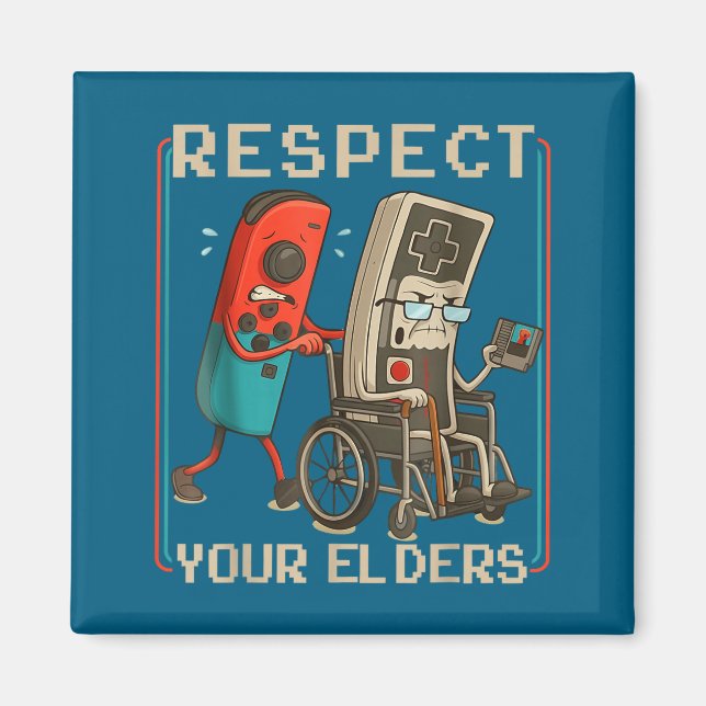 Respect Your Elders Retro Gaming Funny Gamer Contr Magnet (Front)