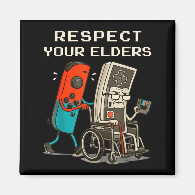 Respect Your Elders Retro Gaming Funny Gamer Contr Magnet (Front)