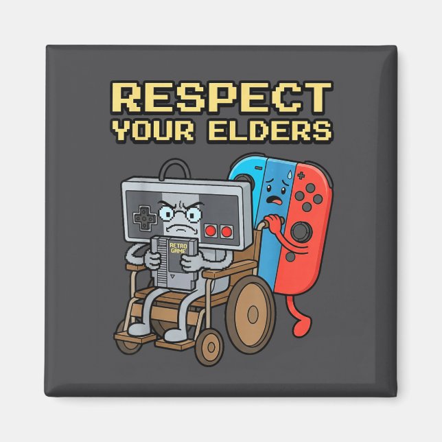 Respect Your Elders Retro Gaming Funny Gamer Contr Magnet (Front)