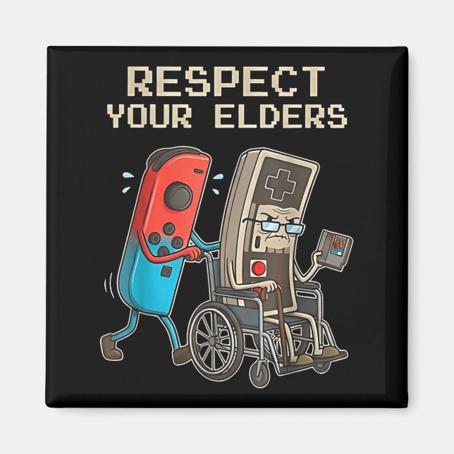 Respect Your Elders Retro Gaming Funny Gamer Contr Magnet (Front)