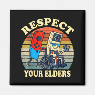 Respect Your Elders Retro Gaming Funny Gamer Contr Magnet