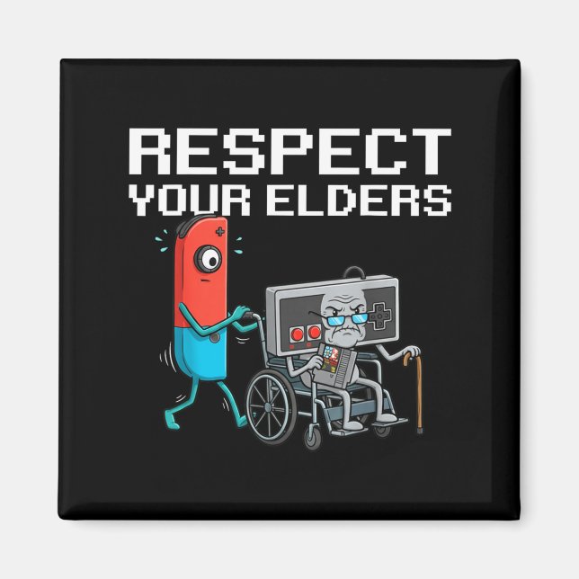 Respect Your Elders Retro Gaming Funny Gamer Contr Magnet (Front)