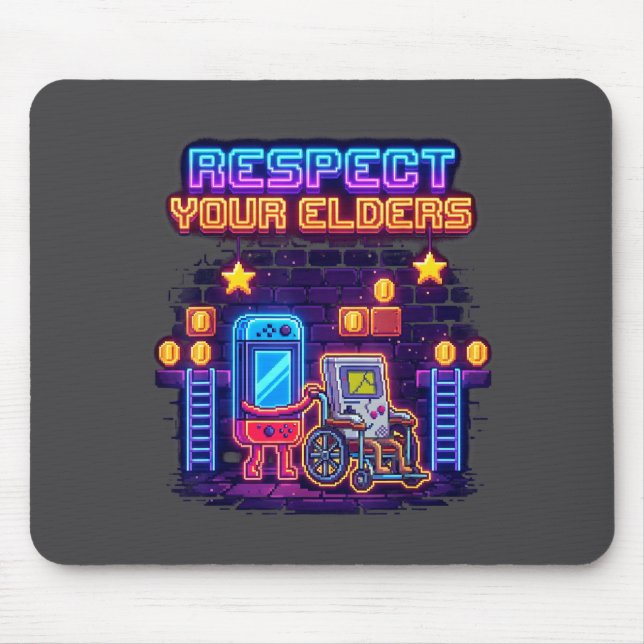 Respect Your Elders Retro Gaming Funny Gamer Contr Mouse Pad (Front)