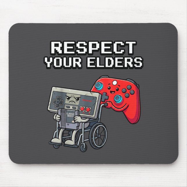 Respect Your Elders Retro Gaming Funny Gamer Contr Mouse Pad (Front)
