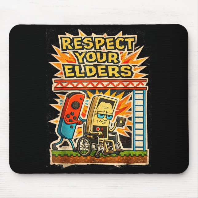Respect Your Elders Retro Gaming Funny Gamer Contr Mouse Pad (Front)