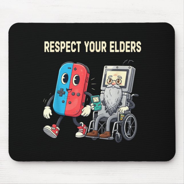Respect Your Elders Retro Gaming Funny Gamer Contr Mouse Pad (Front)