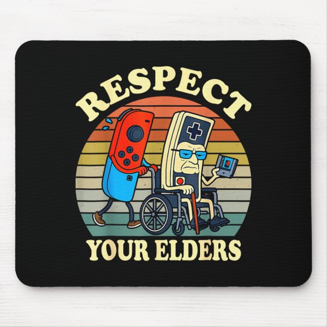 Respect Your Elders Retro Gaming Funny Gamer Contr Mouse Pad (Front)