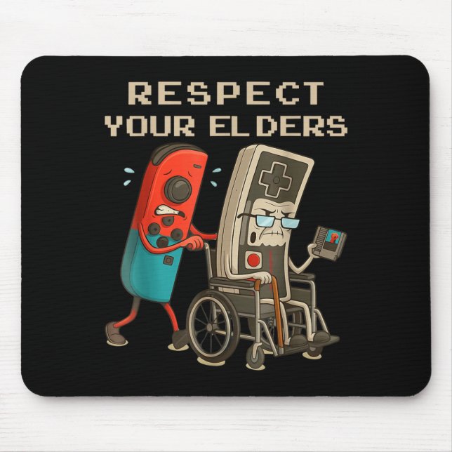 Respect Your Elders Retro Gaming Funny Gamer Contr Mouse Pad (Front)