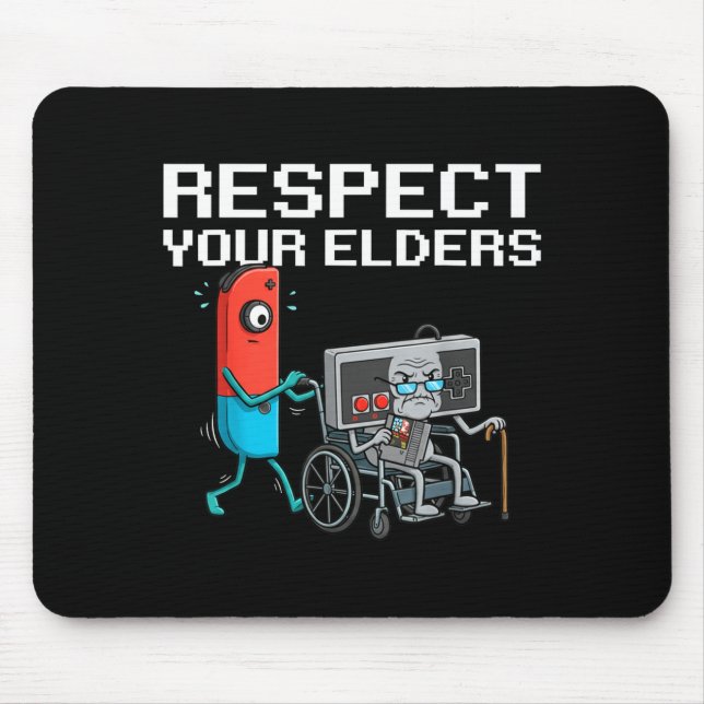 Respect Your Elders Retro Gaming Funny Gamer Contr Mouse Pad (Front)