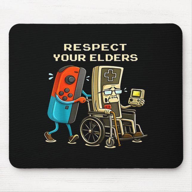 Respect Your Elders Retro Gaming Funny Gamer Contr Mouse Pad (Front)