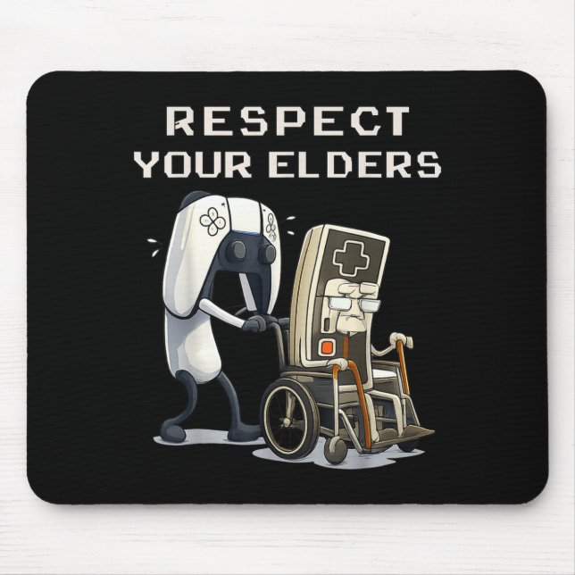 Respect Your Elders Retro Gaming Funny Gamer Contr Mouse Pad (Front)