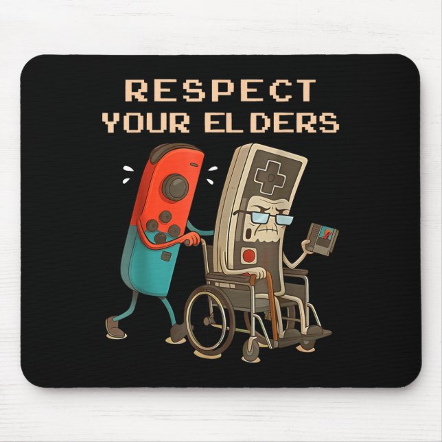 Respect Your Elders Retro Gaming Funny Gamer Contr Mouse Pad (Front)