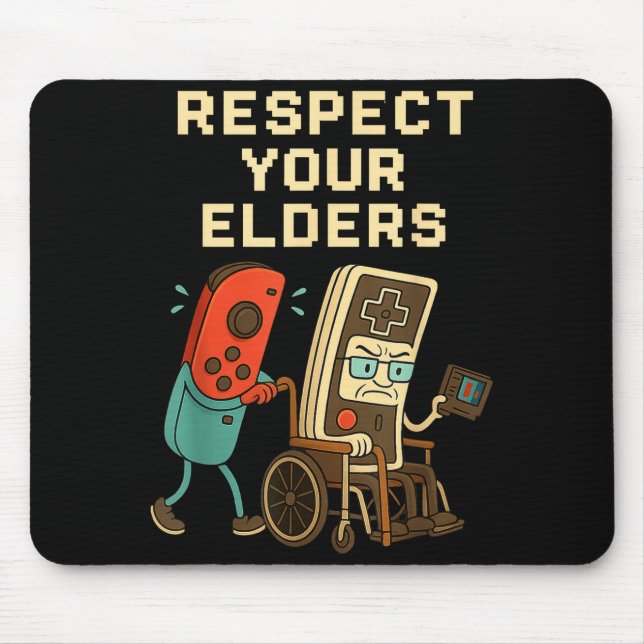 Respect Your Elders Retro Gaming Funny Gamer Contr Mouse Pad (Front)