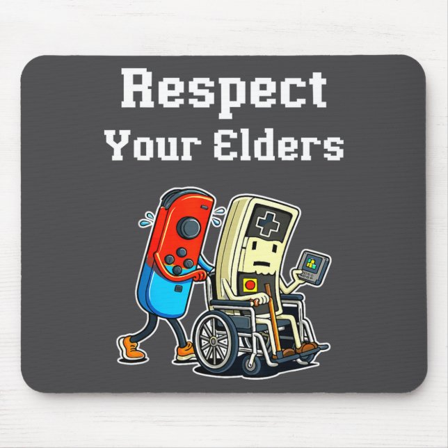 Respect Your Elders Retro Gaming Funny Gamer Contr Mouse Pad (Front)