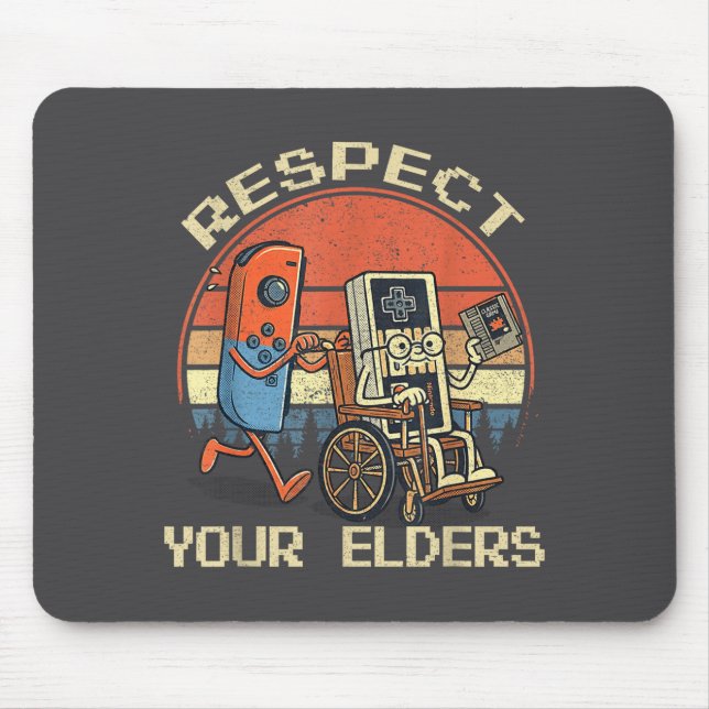 Respect Your Elders Retro Gaming Funny Gamer Contr Mouse Pad (Front)