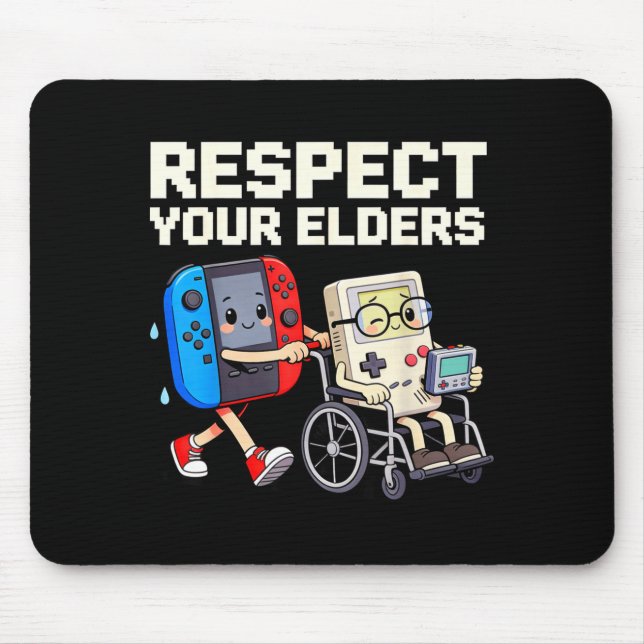 Respect Your Elders Retro Gaming Funny Gamer Contr Mouse Pad (Front)