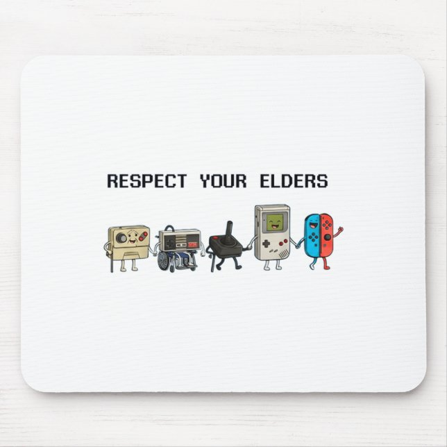 Respect Your Elders Retro Gaming Funny Gamer Contr Mouse Pad (Front)
