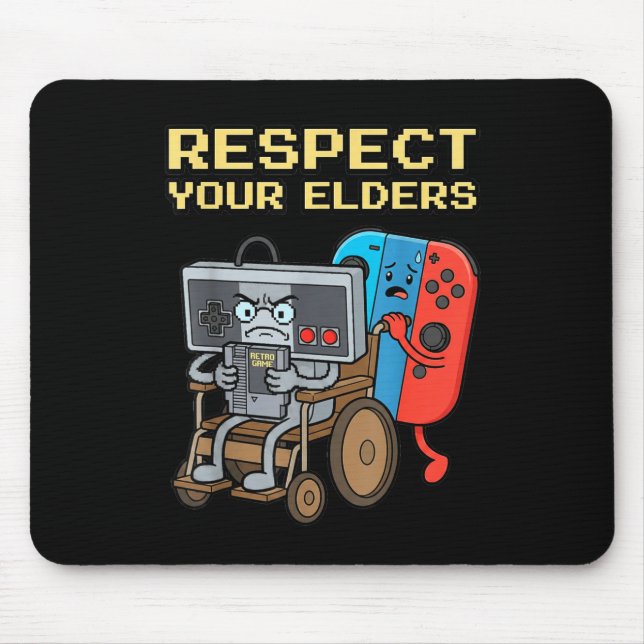 Respect Your Elders Retro Gaming Funny Gamer Contr Mouse Pad (Front)