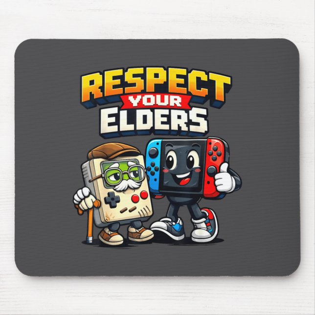 Respect Your Elders Retro Gaming Funny Gamer Contr Mouse Pad (Front)