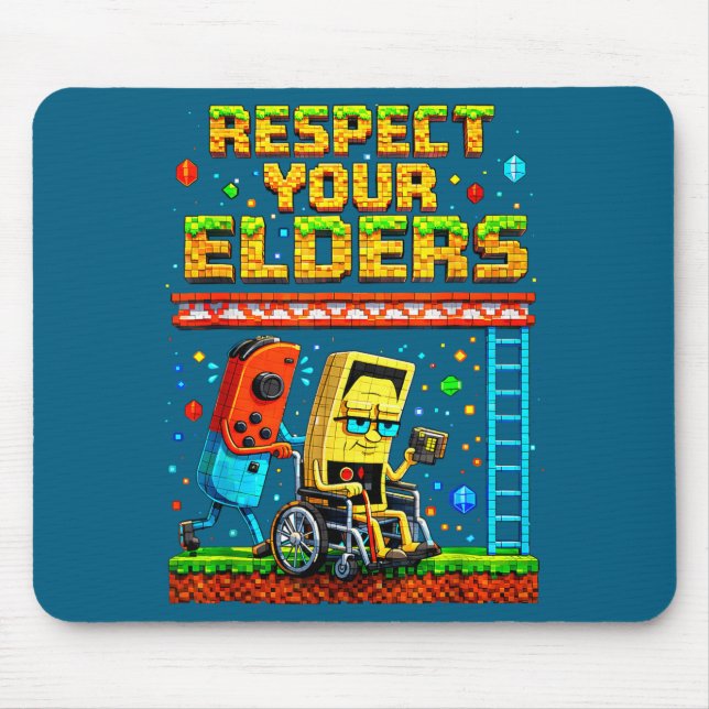 Respect Your Elders Retro Gaming Funny Gamer Contr Mouse Pad (Front)