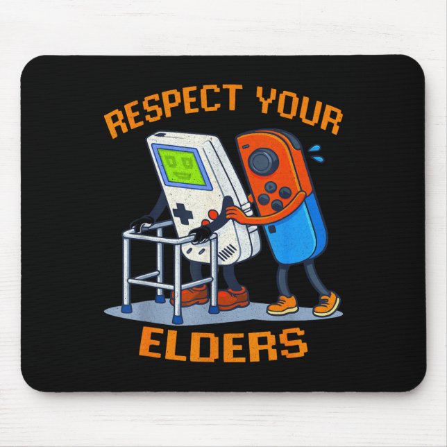 Respect Your Elders Retro Gaming Funny Gamer Contr Mouse Pad (Front)