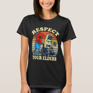 Respect Your Elders Retro Gaming Funny Gamer Contr T-Shirt
