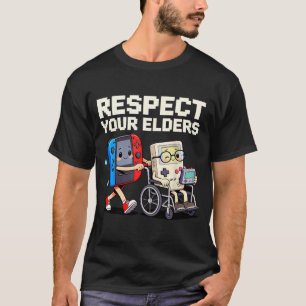 Respect Your Elders Retro Gaming Funny Gamer Contr T-Shirt