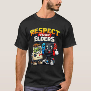 Respect Your Elders Retro Gaming Funny Gamer Contr T-Shirt