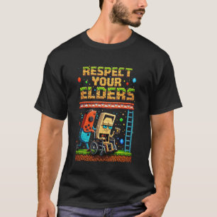Respect Your Elders Retro Gaming Pixel Gamer Contr T-Shirt