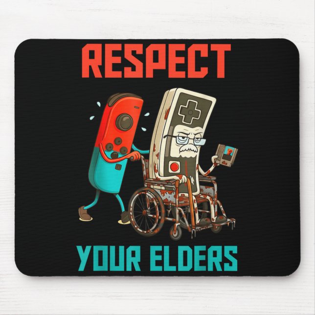 Respect Your Elders Retro Gaming Video Gamer 80s B Mouse Pad (Front)