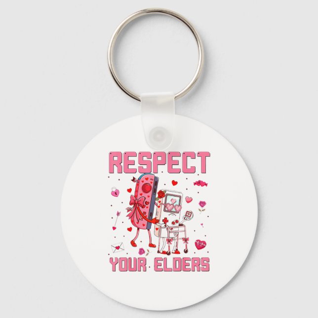 Respect Your Elders Video Game Gaming Controller  Key Ring (Front)